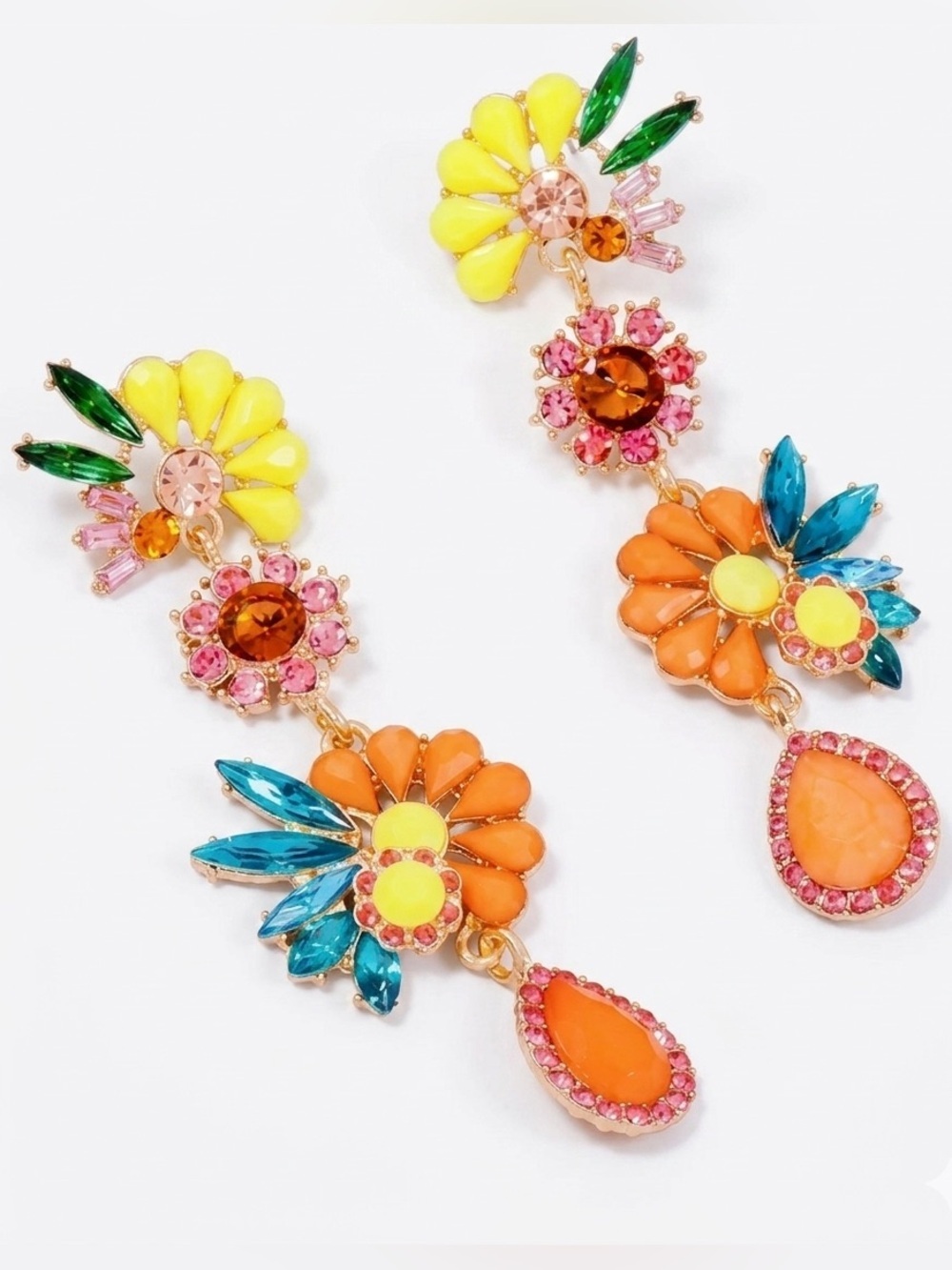 Boho Sunflower Drop Earrings Statement Floral Dangle |Vibrant Summer Jewelry - Picture 4 of 4